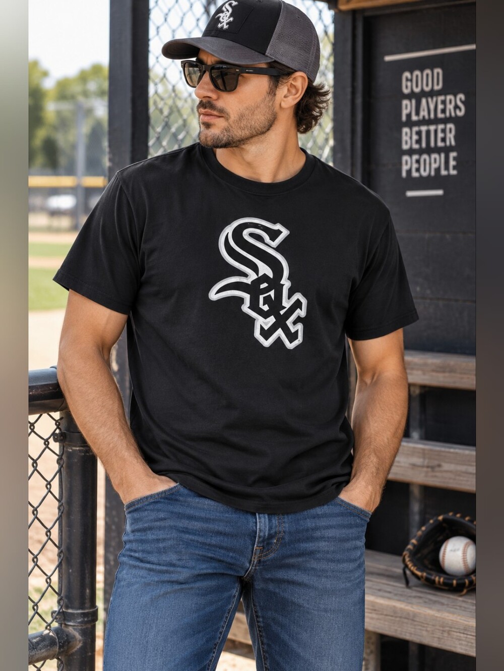 Gildan Chicago White Sox Black Graphic T-Shirt Men’s Large
